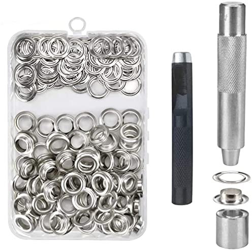 100PCS Grommet Werkzeug Kit - 150Sets Grommet Ösen 10mm Innen Durchmesser mit Lochwerkzeug, Grommet Einstell Werkzeug und Aufbewahrungsbox