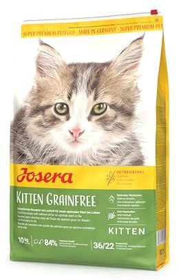 JOSERA Kitten Grainfree (1 x 10 kg), cibo per gatti senza cereali con olio di salmone, cibo secco super premium per gatti in crescita, confezione da 1
