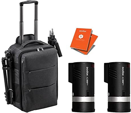 GODOX AD300 Pro Studio Portable Twin Flash Kit with CB-17 Portable Backpack, 300Ws Flash with TTL HSS 1/8000th High Speed Bi-Colour Modelling Lamp + 12 Month Extended Warranty Card (3 Yrs)