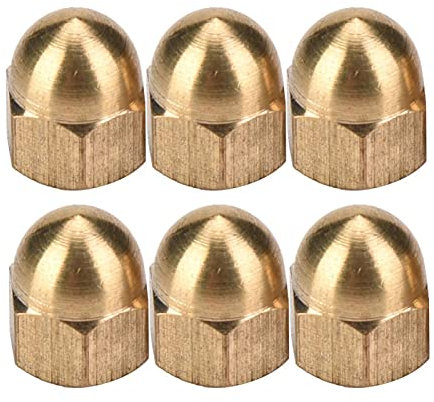 Écrous en Laiton, écrous borgnes en Laiton, M3-M12 Kit écrou borgne en Laiton Kit écrous hexagonaux à tête bombée Fixations de véhicule pour pneus et essieux Fixes(M5 (20 pièces))