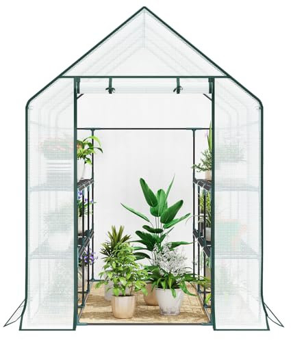 WOLTU Serra da Giardino con Telo in PE Vivaio per Piante Fiori da Balcone e Terrazzo Bianco