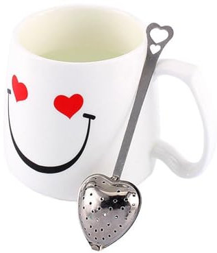 Uadme Infuseur à thé en vrac en acier inoxydable en forme de c ur avec poignée pour tous les thés en vrac,herbes,épices,théières