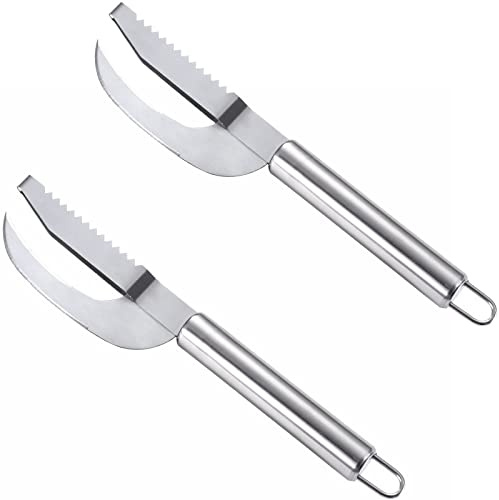 2pcs Fish Scaler Remover, 3 In 1 Stainless Steel Fish Scale Remover Tool, Fish Scaler for Chef and Kitchen Cooking, Efficient Fish Descaler Tool
