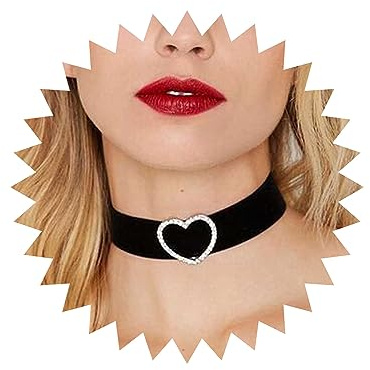 Wendalern Punk Schwarzer Samt Choker Halskette Breit Schwarzes Schlichtes Halsband Halskette Silber Kristall Herz Halskette Vintage Samt Halsketten Schmuck Für Frauen Und Mädchen