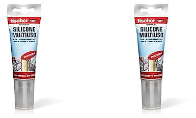 Fischer SMT Silicone Sigillante Multiuso Trasparente Antimuffa, Acetico Universale in Tubetto per Acciaio, Vetro, Ceramiche, 71880 (Confezione da 2)