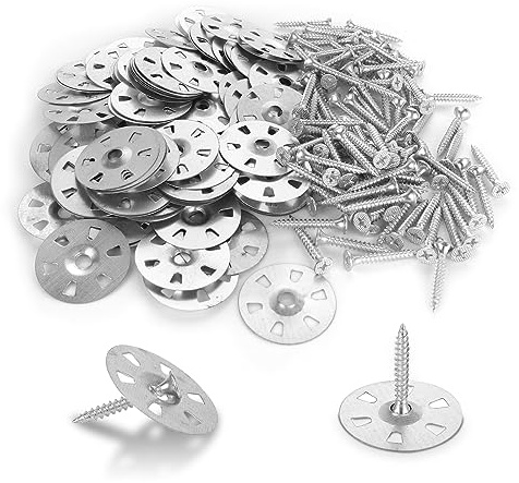 ZOFUN 600 Pcs Easy Fix Washers Set with Screws | Insulation Washers 35 mm with 300 Pcs Zinc Made Screws for Hardiebacker Boards, Loft Flooring Boards