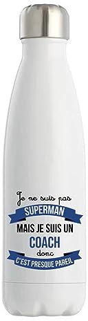 Gourde Isotherme Coach Superhéros | Bouteille Idée Cadeau Homme Humour Collègue famille Anniversaire Noël