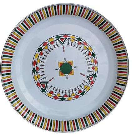 fiskenet Platos esmaltados grandes para asar, bandejas de empanado rojas, amarillo y blanco, 1 plato de servir de granja en casa (blanco, 13.3 pulgadas), big enamel plate 1125