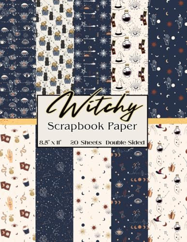 Scrapbook Paper Witchy: Celestial Themed Scrapbooking Paper | 8.5 x 11 20 Double-Sided Sheets for Journaling, Junk Journals, Decoupage, Collage Art, Paper Crafts, and More | Gothic, Halloween
