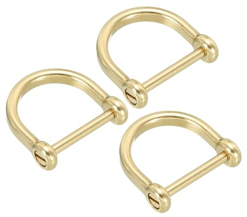 PATIKIL Manilles à Anneau en D, 3Pcs 21/32 Pouce Largeur Intérieure Petites Manilles en Laiton Pure Massif en Forme de U pour Le Remplacement de l'Artisanat du Cuir, Bricolage