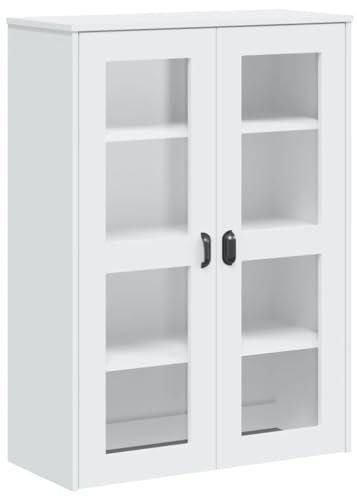 vidaXL Aufsatz für Highboard, Sideboardaufsatz mit Stauraum, Schrankaufsatz für Wohnzimmer Schlafzimmer, Kommodeaufsatz, Industrieller Stil, Weiß Massivholz Kiefer