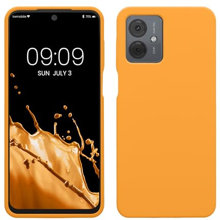 kwmobile Carcasa Compatible con Motorola Moto G14 Funda - Case TPU y Silicona antigolpes - Apto Carga inalámbrica - Naranja afrutado