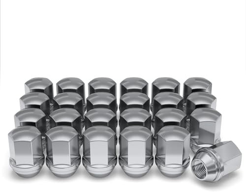 White Knight 9/16-18 Lug Nuts for Dodge and Ram, Factory Style Solid Piece Chrome Duplex Bulge - 1710D-24AM (24 Pack)