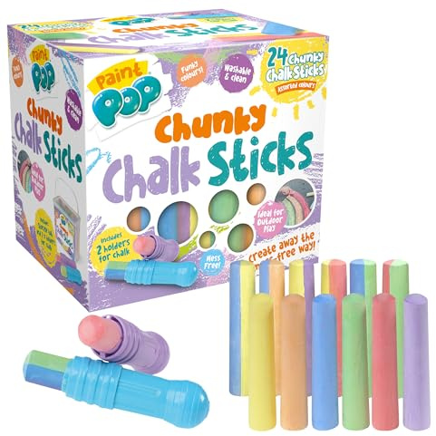 Paint Pop Chalk Sticks 12 Pack - Kids Outdoor Creative Outdoor Pavement Set