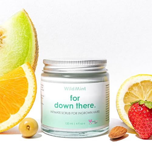 WildMint Intimate Scrub for down there| Ingrown Hairs, Razor Bumps, Hyperpigmentation |Natural Bikini Line Exfoliator for Shaving Rouitine| Removes Dead Skin | UK Made Vegan & Cruelty-Free | 120ml