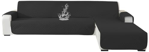 Ystyle Sofabezug L Form 2 Sitzer, Universal Reversibel Sofa Überzug L Form Für Links/Rechts Halbinsel, Ecksofa Bezug Wasserdicht, Couch Überzug L Form rutschfest Waschbar (210cm, Schwarz)