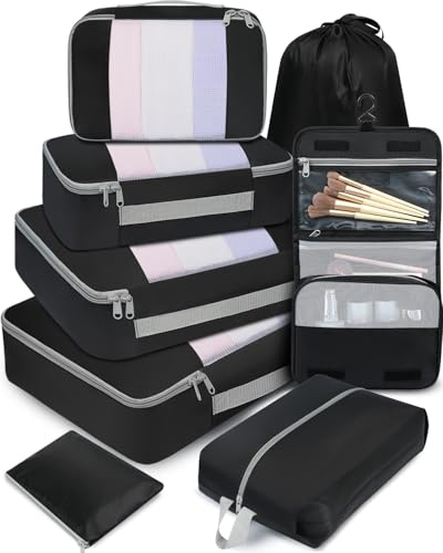 BAGAIL 8 Set Cubos de Embalaje Varios Tamaños Organizador de Embalaje para Accesorios de Viaje Maleta de equipaje