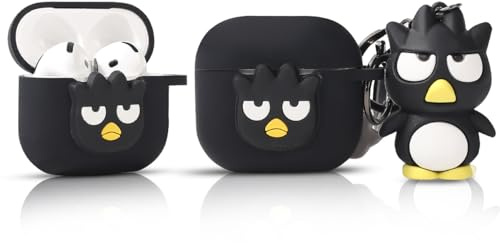 LEWOTE Compatibile con Apple Airpods 4 Custodia protettiva divertente con portachiavi a forma di bambola (uccello nero)