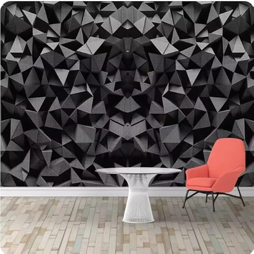 vsdhlsidgl Wandbild Tapete 3D Geometrie Schwarz Stoff Muster Wandmalerei Wohnzimmer TV Schlafzimmer Kreative Kunst,3D,400x280cm