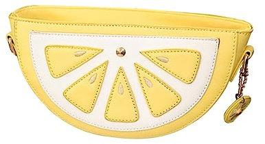 DEARMAMY Lustige Obstform Umhängetasche Für Frauen Und ädchen Ein Schultertasche Mit Kettenriemen Handtasche Zitronenform Für Smartphones Praktische Crossbody Tasche Für Den