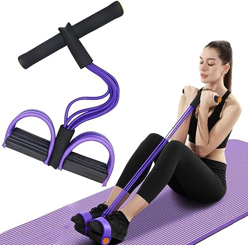 Multifunction Tension Rope, 6-Tube Elastic Yoga Pedal Puller Resistance Band, Natural Latex Tension Rope Fitness Equipment Sport Trainer for Legs Fitness Arm Leg Slimming Training