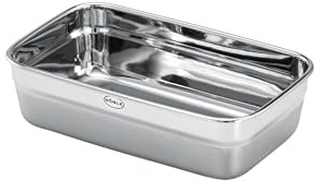 RÖSLE Flexx 2GO Boîte à déjeuner carrée en acier inoxydable Passe au micro-ondes et au four jusqu'à 150 °C Passe au lave-vaisselle Argenté 1,5 l