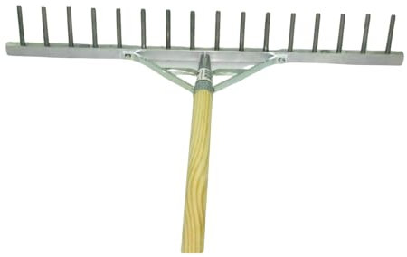 Polar Aluminium-Rechen Rasenrechen Bauern-Harke 60 cm 16 Zinken mit 150 cm Stiel
