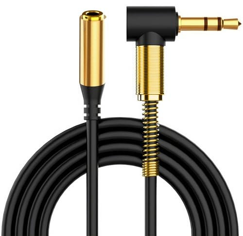 Headphone Extension Cable, 3.5mm Extension Cable, Right Angle Male to Female AUX Earphone Extender Cord Compatible with Smartphone iPad Tablet MP3 Speaker Headset Car Stereo (Male-Female, 3M)