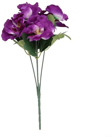 Stylish Pansy Fake Flower Bunch Perfectly Designed for Weddings and Home Decor, Height 26cm (Deep Purple)