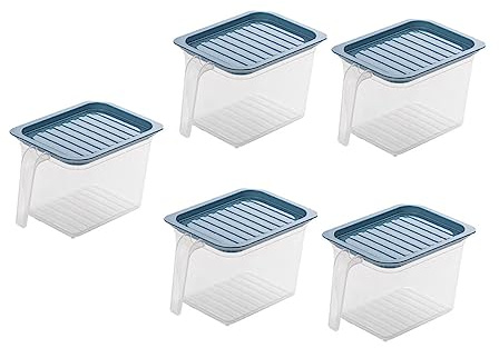 FONDOTIN 5 Pezzi Contenitori Sigillati per Alimenti Plastica con e Scatole Impilabili per Conservazione Frigorifero Organizer Pratici e Ecologici