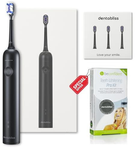 dentabliss® Osonic Oszillierende Schallzahnbürste – Elektrische Zahnbürste für effektive Zahnreinigung, Zahnarztempfohlene Bass-Putztechnik, 60+ Tage Akkulaufzeit, Whitening Kit GRATIS