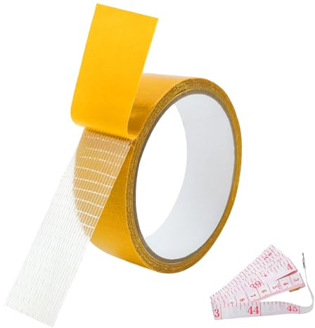 WanderGo Saumband Stoffklebeband Doppelseitiges für vorhänge Saumband Spurloses Klebeband für Textilien, inkl. Zollstock - DIY-Flickband für Vorhänge Hosen Teppich 3 cm x 5 m