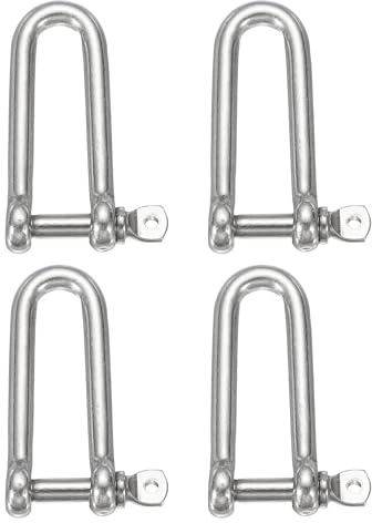 sourcing map 4 grilletes de arco de acero inoxidable, 8 mm de largo, en forma de D, grilletes de tornillo grandes para barco, velero, cadena, cierre de aparejo, joyería de paracaídas, aparejos marinos