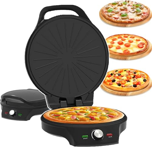 32cm Pizza Oven, Countertop Pizza Oven, 5 Temperature Fast Roasting, Double Sided Heating/Anti-sticking Designed, for Home, Hotel/Making Pizzas, Arabic Bread,Black