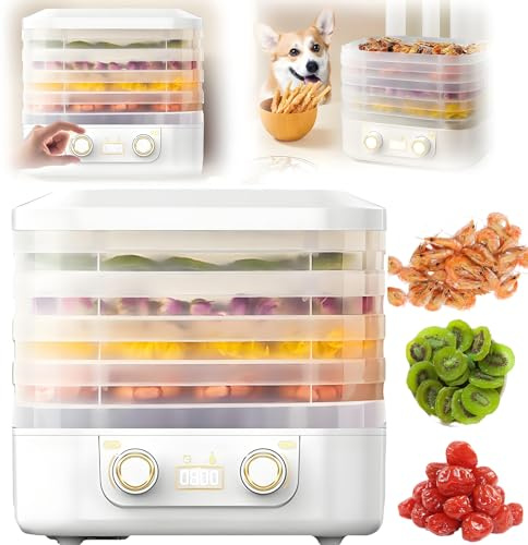 Deshidratador de alimentos con 5 bandejas, tiempo y temperatura ajustables, máquina deshidratadora de alimentos de gran capacidad para elaborar cecina de ternera, frutas, verduras y setas
