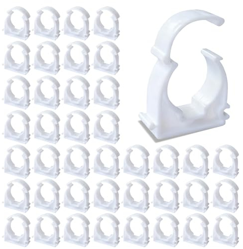 TILONKJ Clip Fixes pour Conduits D'eau,20 Pièces Clips pour Tuyaux Blanc,25 mm Collier de Serrage Pvc,pour les Cuisines,Salles de Bains,Piscines et Jardins(Adapté pour une Fixation Murale)