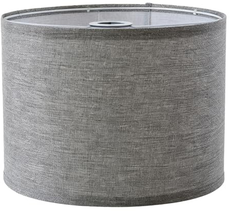 VEGOATY 300×200mm Stoff Lampenschirm: Stoffmaterial Lampenschirm Hängelampe Tischlampe, Mittlerer TrommelLampenschirm, Leinen Schirm für Wandlampe Hängelampe Tischlampe (Grau)