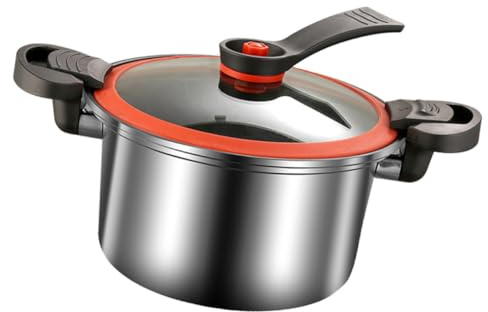COLLBATH Pentola Pressione Bassa Pressione con Doppia Maniglia Antiaderente per Cottura Lenta Zuppa e Vapore Utensile Cucina Compatto e Resistente alle Alte Temperature