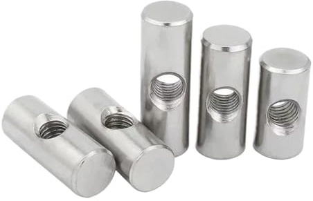 Tuerca de barril, Pernos cilíndricos de acero inoxidable 304 con pasador, espiga, orificio transversal y tuerca embutida for accesorios muebles madera(M4x30 OD 6mm (5pcs))