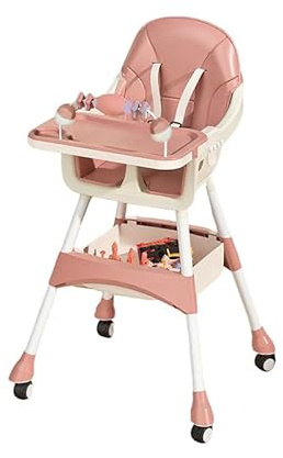 Nawahev Portable High Chair,High Chairs for Babies and Toddlers,Multi-Use Easy Clean Baby High Chair with Lock Wheels, Comfortable Feeding and Place The Toy Storage Basket uuu