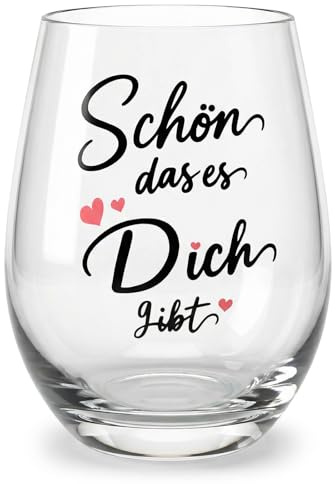 Weinglas - Geschenk für Beste Freundin Kollegin, Schön Dass Es Dich Gibt - Ei Glas mit Gravur Dankeschön Geschenke für Schwester Mutter Freund Geschenkideen zum Weihnachten Geburtstag (540ml)