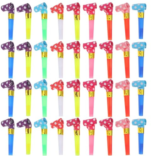 UPKOCH 60 Bunte Party Tröten 65cm aus Papier und Kunststoff Cheerleader Pfeifen für Partys Geburtstage Silvester Jubelzubehör