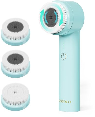 DOCOCO Spazzola elettrica per il viso con 2 direzioni di rotazione, 3 in 1 spazzola per la pulizia del viso, ricaricabile con 3 accessori e 3 velocità per tutti i tipi di pelle, per esfoliazione pori