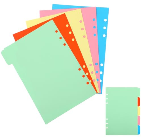 10 Blätter/2 Sets Trennblätter A5 für Ringbücher Ordner 6 Löcher Register | A5 Farbige Index Teiler Personalisiert Ringbuch Register Planer für Loseblatt Notizbuch Organizer Ringbucheinlagen