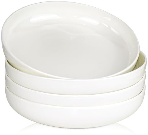 JTKDG 10 Pasta Bowls Set of 4, 56 oz/1600ml Large Salad Serving Bowls Porcelain White Ceramic Soup Bowls for Kitchen, Microwave & Dishwasher Safe