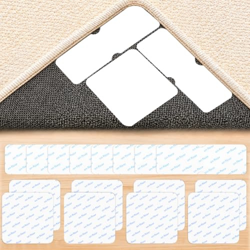 16 Stück Teppich Antirutschunterlage,Waschbar Anti Rutsch Teppichunterlage | 2 Größen Antirutschmatte für Teppich(10*10 & 15*5cm),Wiederverwendbare Teppich Rutsch Stop,Antirutsch Pads für Hartholzböden