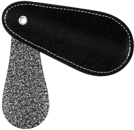 Ymapinc 3.5 Inch Small Shoe Horn, Metal Travel Shoehorn | Mini Shoehorn for Men, Shoehorns for Men/Women, Portable Crackled Shoe Spoon with Leather Case (Black)