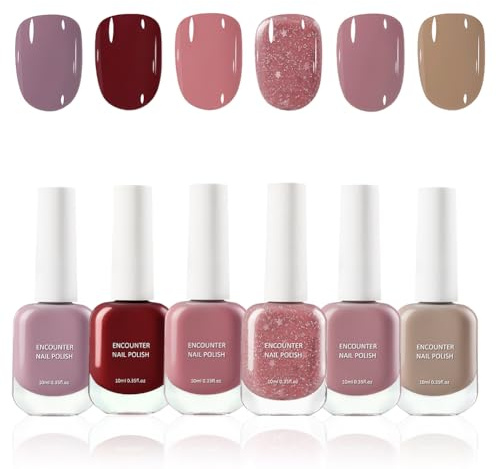 AYBUY Nagellacksset, 6 färger baslack top coat gel, gel nagellack nagelkonst manikyr nageldesign blötläggning nagellack gel för nagelstudio och gör-det-själv-hem (10 ml x 6, stil A-1)