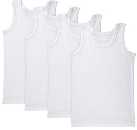 Brix Boys Undershirt Tank Top - White Tagless 100% Cotton Super Soft 4 Pack Novelty.