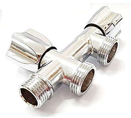 TLDSHOP® Rubinetto DOPPIO per lavatrice/lavastoviglie - Carico Acqua - Rubinetto a muro per attacco lavatrice e lavastoviglie - Entrata da 1/2 con doppia uscita da 3/4